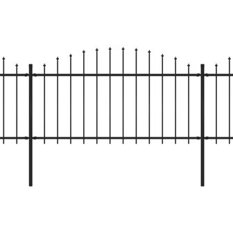 Tuinhek met speren bovenkant (1,25-1,5)x5,1 m staal zwart 2