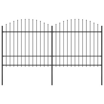 Tuinhek met speren bovenkant (1,5-1,75)x3,4 m staal zwart 1