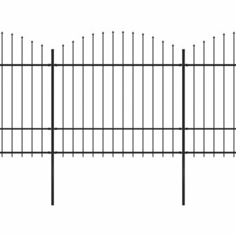 Tuinhek met speren bovenkant (1,5-1,75)x3,4 m staal zwart 2