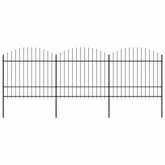 Tuinhek met speren bovenkant (1,5-1,75)x5,1 m staal zwart 1