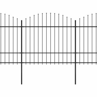 Tuinhek met speren bovenkant (1,5-1,75)x5,1 m staal zwart 2