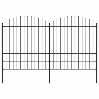 Tuinhek met speren bovenkant (1,75-2)x3,4 m staal zwart 1