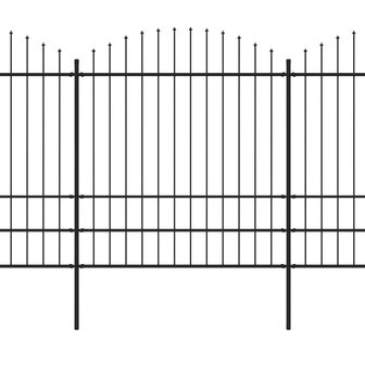 Tuinhek met speren bovenkant (1,75-2)x3,4 m staal zwart 2