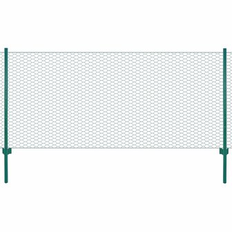 Draadgaashek met palen 25x0,5 m staal groen 1