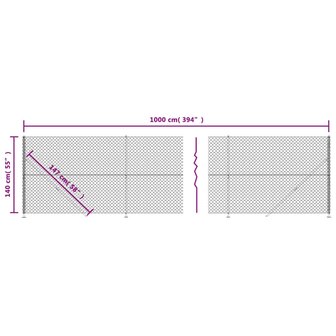 Gaashek met flens 1,4x10 m antracietkleurig 6