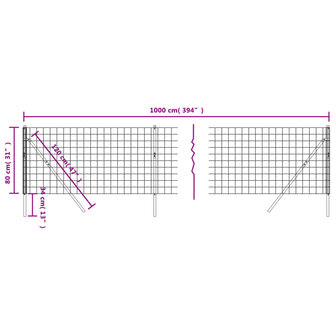 Draadgaashek 0,8x10 m gegalvaniseerd staal groen 5