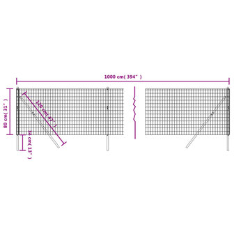 Draadgaashek 0,8x10 m gegalvaniseerd staal antracietkleurig 5