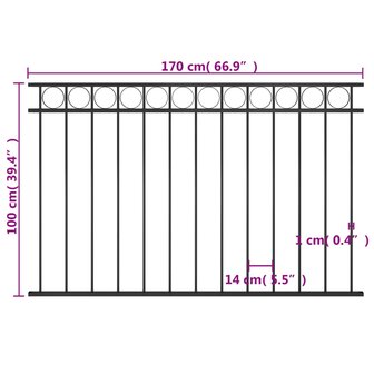 Schuttingpaneel 1,7x1 m staal zwart 4