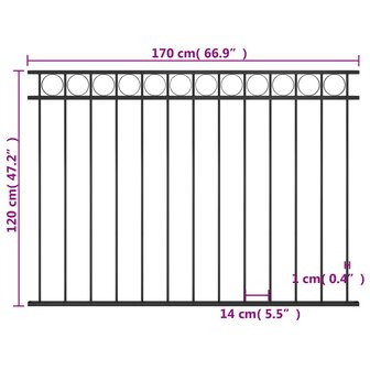 Schuttingpaneel 1,7x1,2 m staal zwart 4