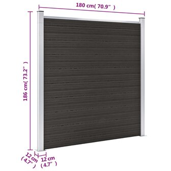 Schuttingpaneel 180x186 cm HKC zwart 9