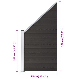 Schuttingpaneel 95x(105-180) cm HKC zwart 8