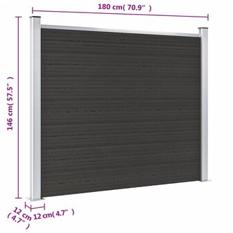 Schuttingpaneel 180x146 cm HKC zwart 9