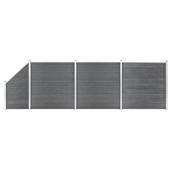 Schuttingset 3 vierkant en 1 schuin 619x186 cm HKC grijs 1