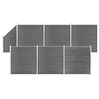 Schuttingset 6 vierkant en 1 schuin 1138x186 cm HKC grijs 1
