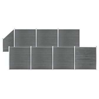 Schuttingset 7 vierkant en 1 schuin 1311x186 cm HKC grijs 1