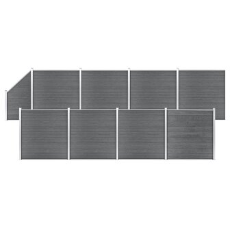 Schuttingset 8 vierkant en 1 schuin 1484x186 cm HKC grijs 1