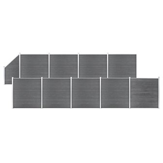 Schuttingset 9 vierkant en 1 schuin 1657x186 cm HKC grijs 1