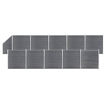 Schuttingset 10 vierkant en 1 schuin 1830x186 cm HKC grijs 1