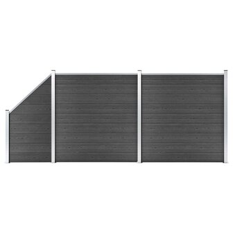 Schuttingpanelenset 446x(105-186) cm HKC zwart   1