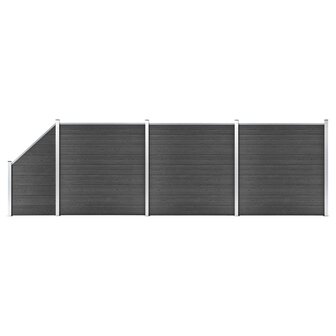 Schuttingpanelenset 619x(105-186) cm HKC zwart   1