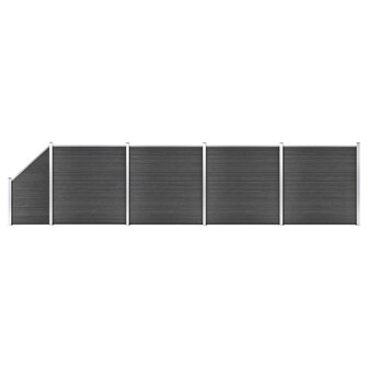 Schuttingpanelenset 792x(105-186) cm HKC zwart     1