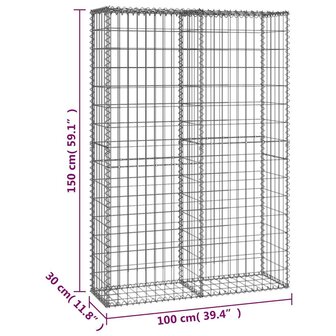 Schanskorf met deksels 150x100x30 cm gegalvaniseerd draad  8