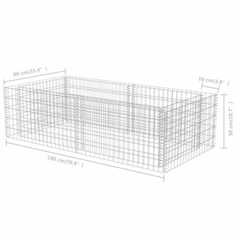 Gabion plantenbak 180x90x50 cm gegalvaniseerd staal 8