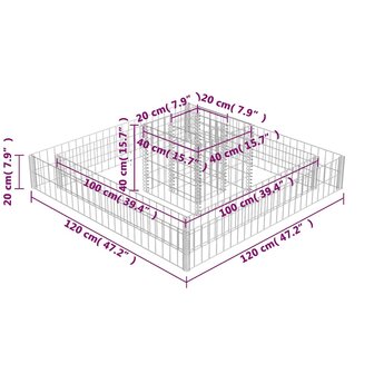 Gabion plantenbak 120x120x20 cm gegalvaniseerd staal 7