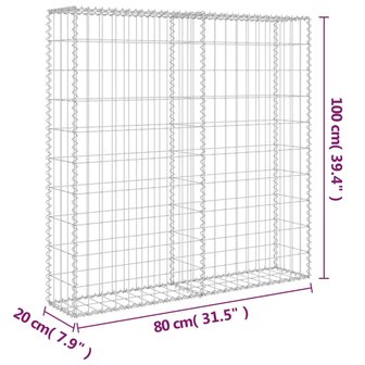 Schanskorfmuur met deksels 80x20x100 cm gegalvaniseerd staal 6