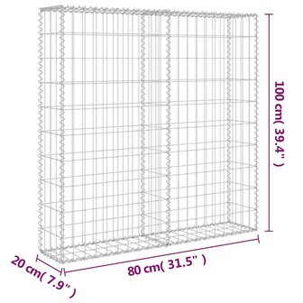 Schanskorfmuur met deksels 80x20x100 cm gegalvaniseerd staal 7