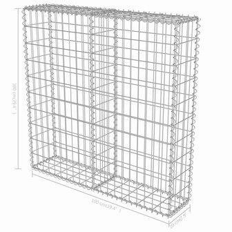 Schanskorfmuur met deksels 100x20x100 cm gegalvaniseerd staal  7