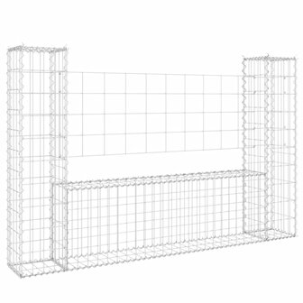 Schanskorf U-vormig met 2 palen 140x20x100 cm ijzer 2