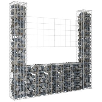 Schanskorf U-vormig met 2 palen 140x20x150 cm ijzer 1