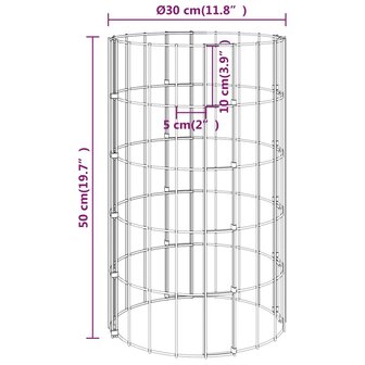 Gabion paal rond &Oslash;30x50 cm gegalvaniseerd staal 6