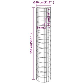 Gabion paal rond &Oslash;30x150 cm gegalvaniseerd staal 6