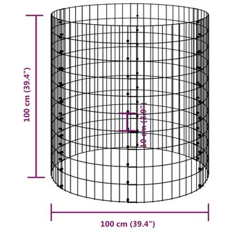 Gabion paal rond &Oslash;100x100 cm gegalvaniseerd staal 6