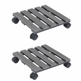 Plantentrolleys 2 st 30x30x7,5 cm HKC grijs 1