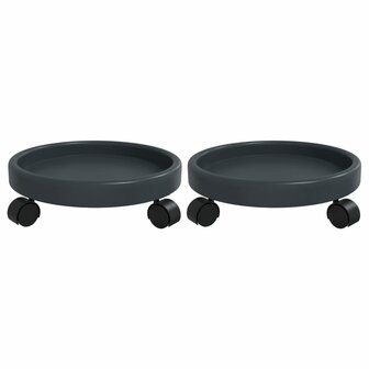 Plantentrolleys 2 st met wielen &oslash;34 cm 35 kg grijs 2
