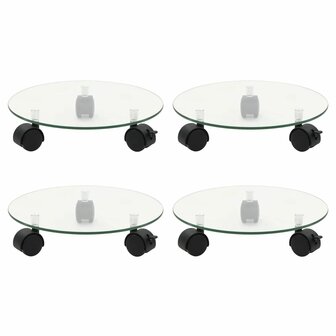 Plantenrollers 4 st rond 28 cm gehard glas 1