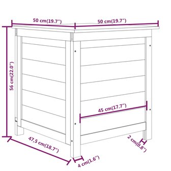 Kussenbox 50x50x56 cm massief vurenhout bruin 7