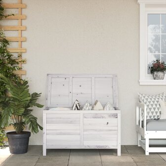 Tuinbox 99x49,5x58,5 cm massief vurenhout wit 1