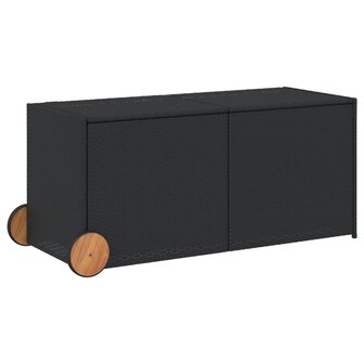 Tuinbox met wielen 283 L poly rattan zwart 2