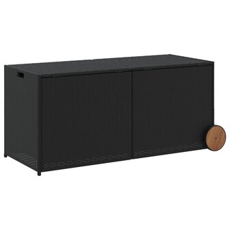 Tuinbox met wielen 283 L poly rattan zwart 6