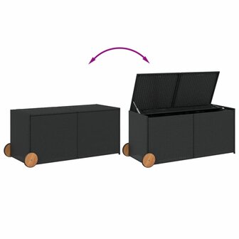 Tuinbox met wielen 283 L poly rattan zwart 7