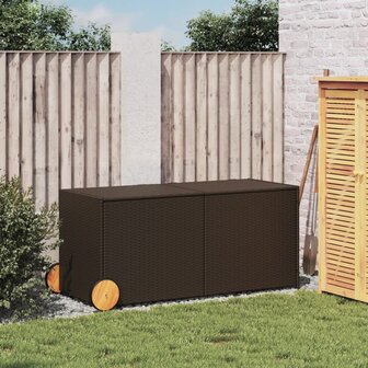 Tuinbox met wielen 283 L poly rattan bruin 3