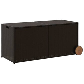 Tuinbox met wielen 283 L poly rattan bruin 6