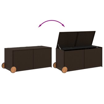 Tuinbox met wielen 283 L poly rattan bruin 7