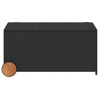 Tuinbox met wielen 190 L poly rattan zwart 4