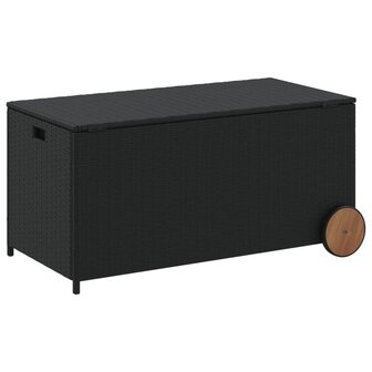 Tuinbox met wielen 190 L poly rattan zwart 6
