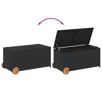 Tuinbox met wielen 190 L poly rattan zwart 7
